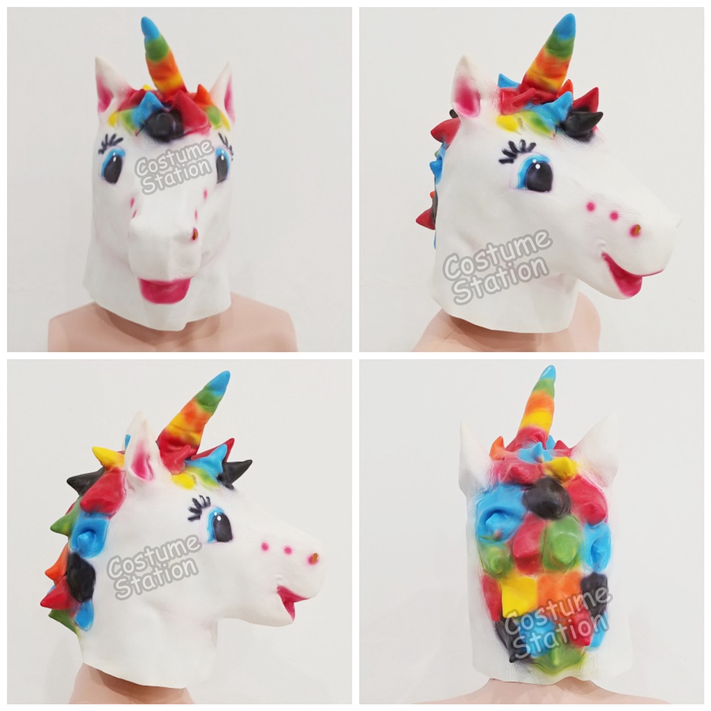 Topeng Unicorn / Horse Kuda Mask Latex Hewan Binatang Animal Halloween