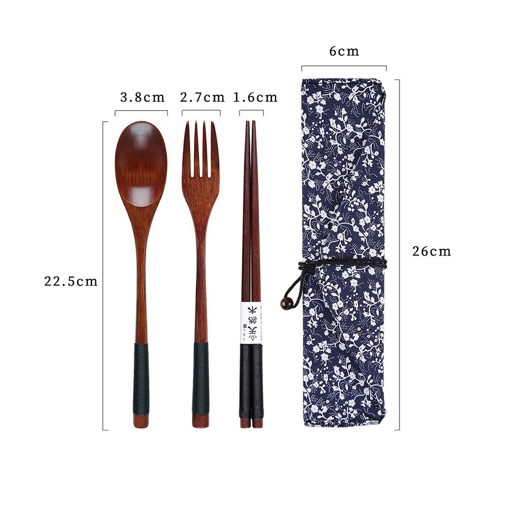 Sendok Garpu Sumpit Kayu Korea - Alat Makan Kayu Set - Sujeo Set