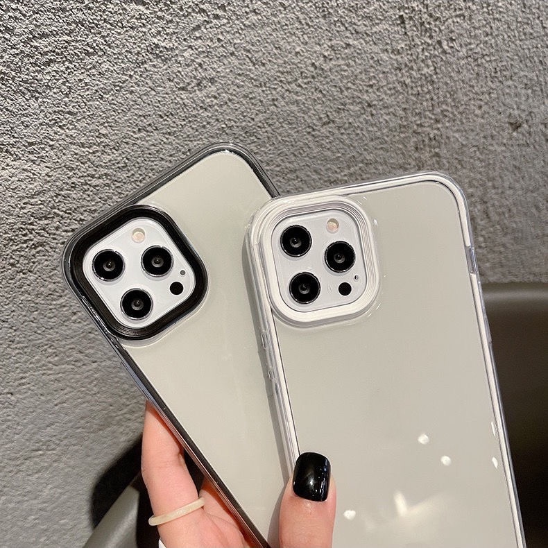 Soft Case Silikon Transparan 3 in 1 Warna Permen Untuk iPhone 7 8 12 11 Pro Max 13 Pro Max 14 Pro Max XR 14 Plus XS Max X