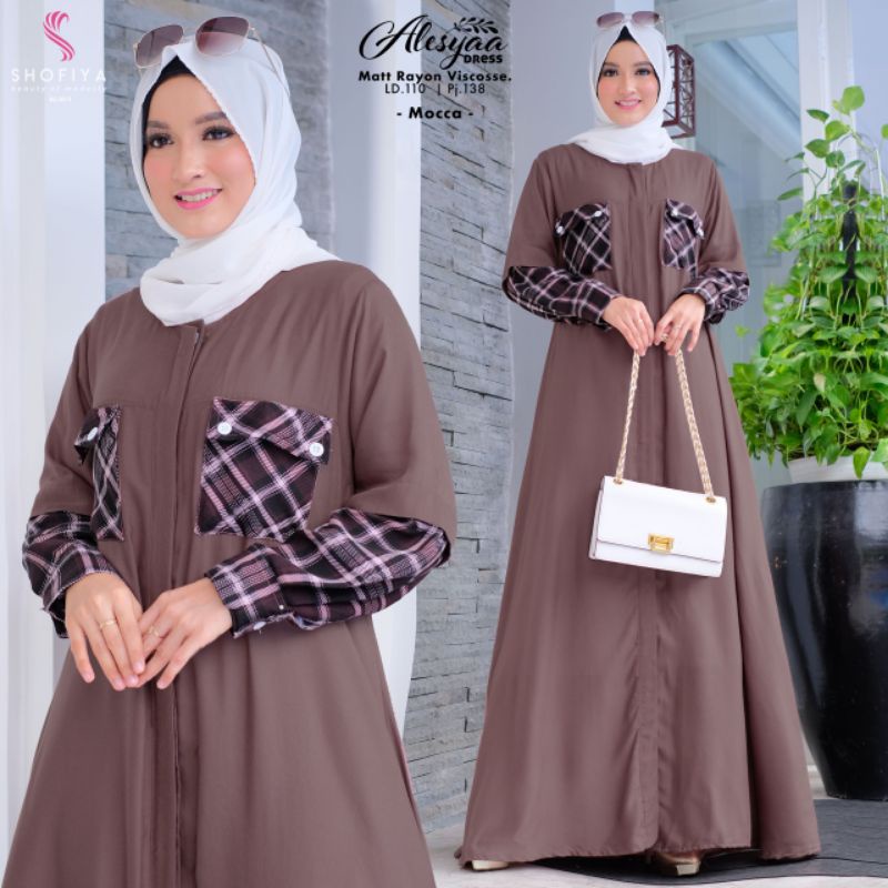 Gamis shofiya shofia batik kombinasi brokat muslimah terbaru simple elegan remaja jumbo wanita dewasa wanita dewasa kekinian remaja polos