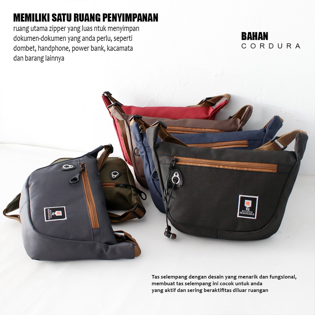 Tas selempang pria R2 Tas Pria Slempang Tas Selempang Tascowok - Tas selempang prahu distro casual