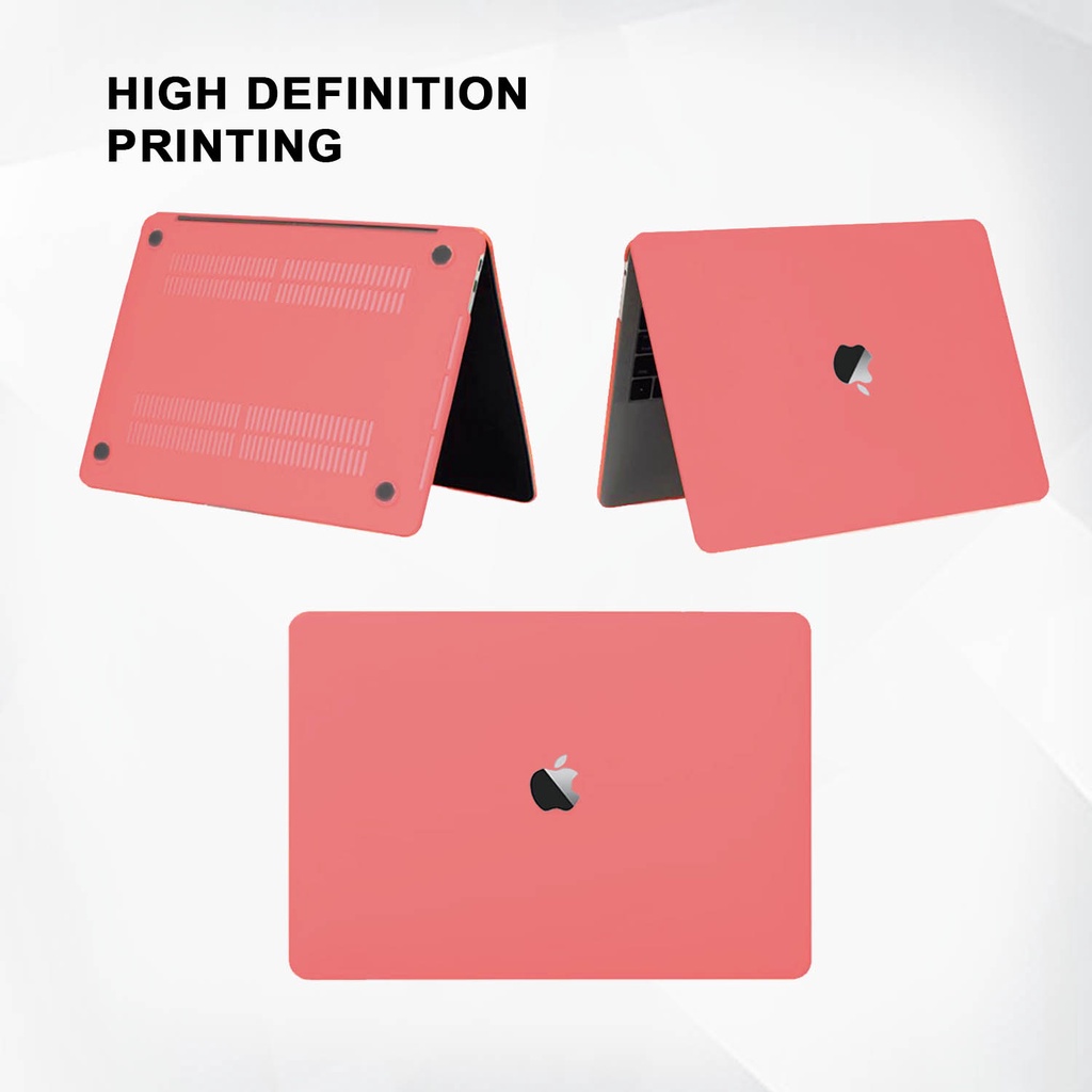 Case Casing Protective Hardcase Hard Case Aksesoris Pelindung Laptop Macbook Air Pro 13 M1 M2 2017 2018 2019 2020 2021 A1932 A2179 A2337 A1706 A1708 A1989 A2159 A2251 A2289 A2338 Polos Warna Pastel Soft Pink Peach Motif Logo Lubang Terbuka Murah Premium