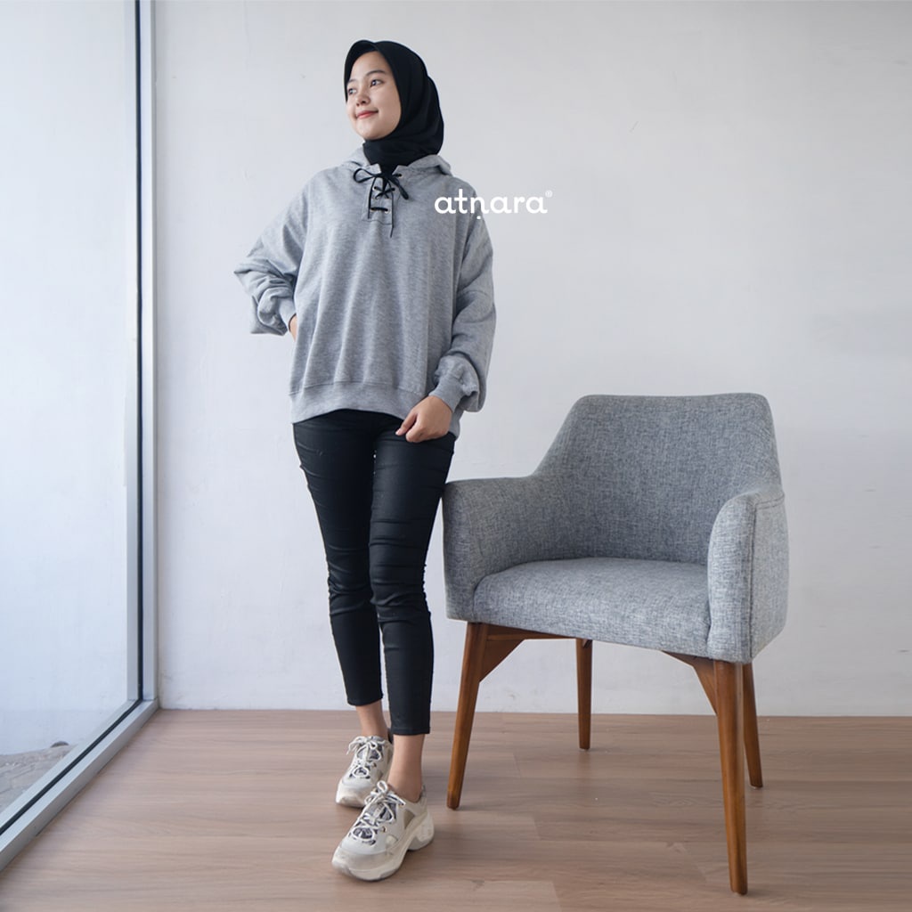 Nara Grosir - Cross Rope Hodie l Sweater Polos l Sweater Wanita Terbaru