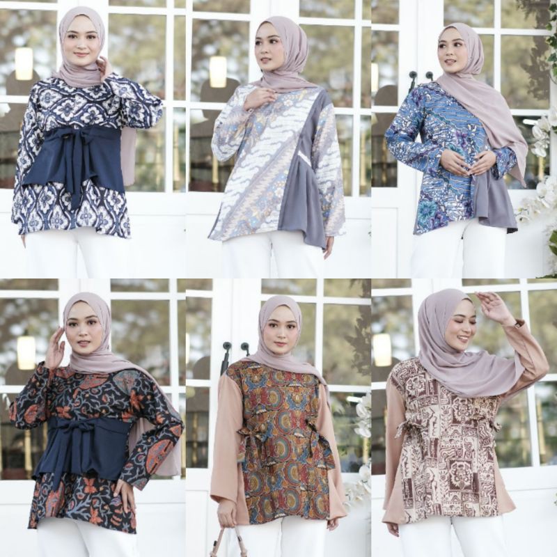 Jual Batik Wanita Kekinian Blouse Batik Brokat Batik Kombinasi | Shopee