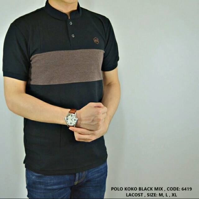 Kaos polo kerah koko kombinasi polos cowok pria