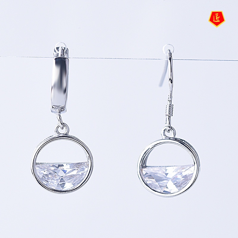 [Ready Stock]Simple Fashion Crystal Half Moon Sweet Earrings