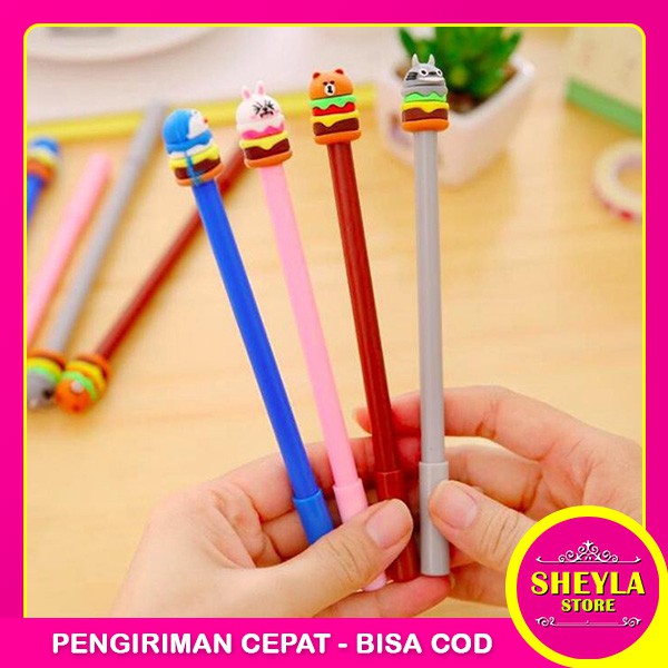 Pena Burger Karakter Pulpen Gel Lucu Import / Pulpen Hamburger Unik Stationery / TV-51