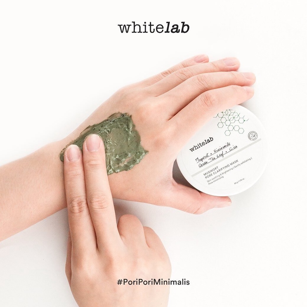 [ORI] Whitelab Mugwort Pore Clarifying Mask Melembabkan &amp; Menenangkan Kulit Iritasi Mengontrol Produksi Minyak Berlebih - 50 Gram BPOM