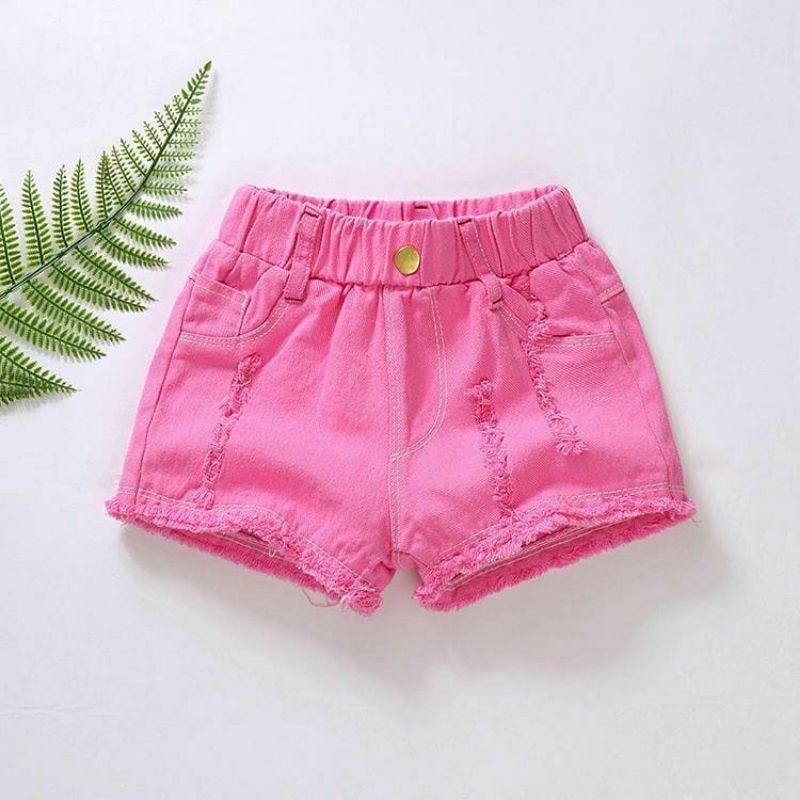 DELLA RIPPED HOT PANTS/ CELANA PENDEK ANAK RIPPED COLOURFUL/  BAGUS IMPORT