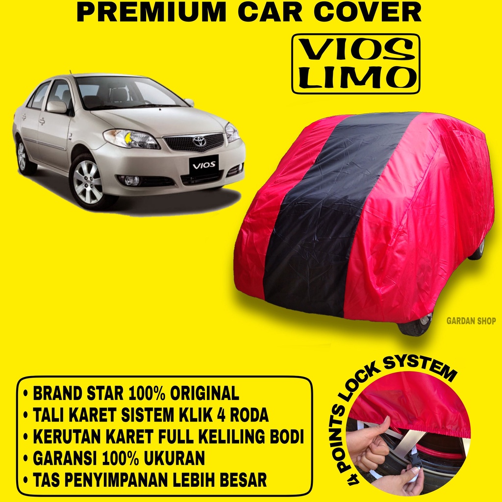 Body Cover VIOS LIMO MERAH HITAM Penutup Bodi Mobil Vios Limo Waterproof PREMIUM