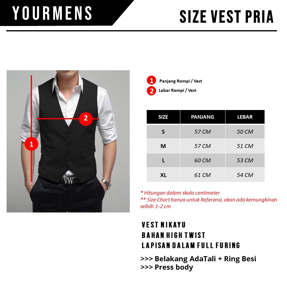 SETELAN ROMPI / VEST PRIA WARNA NAVY 2IN1 - MODERN VEST BAHAN HIGH TWIST ORIGINAL NIKAYU