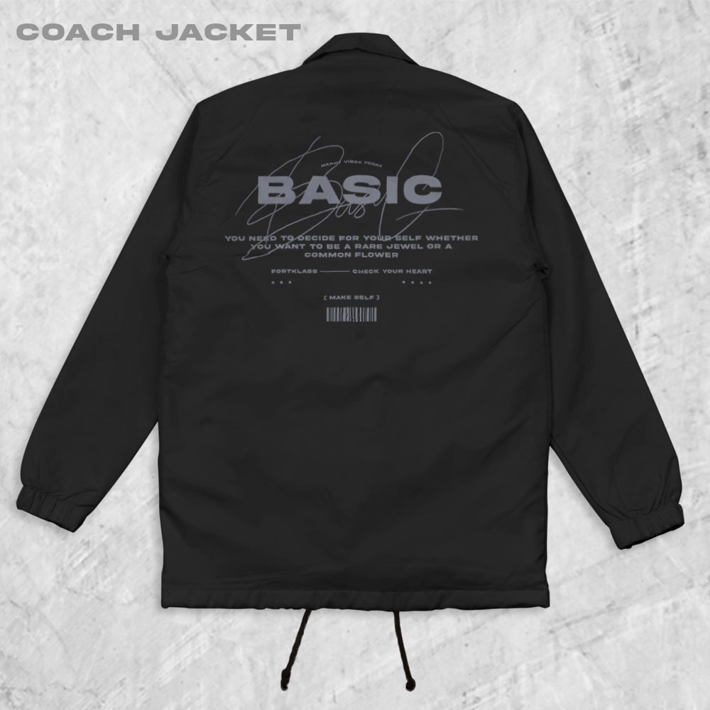 Fortglass Basic Coach Jaket Pria Outwear Unisex Parasut