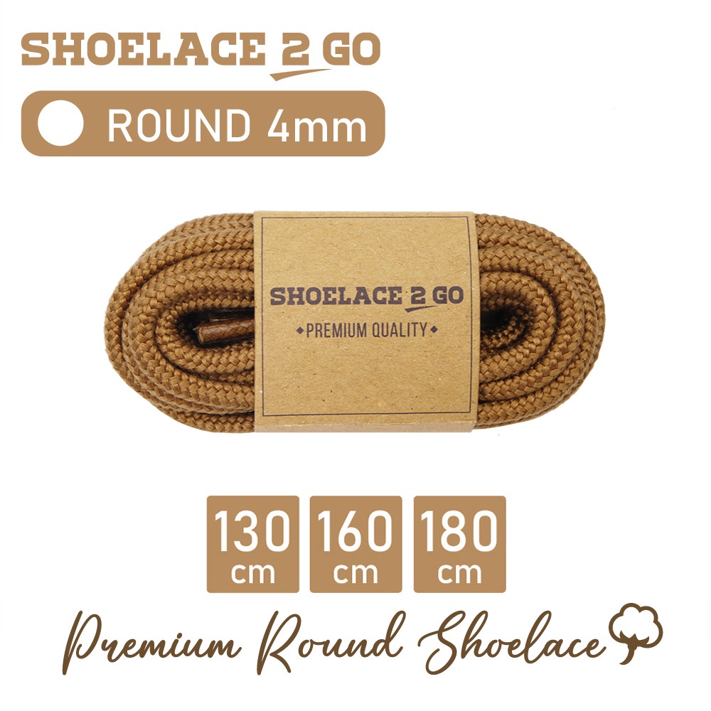 SHOELACE 2 GO PREMIUM TALI SEPATU BULAT ROUND - C1 - BROWN