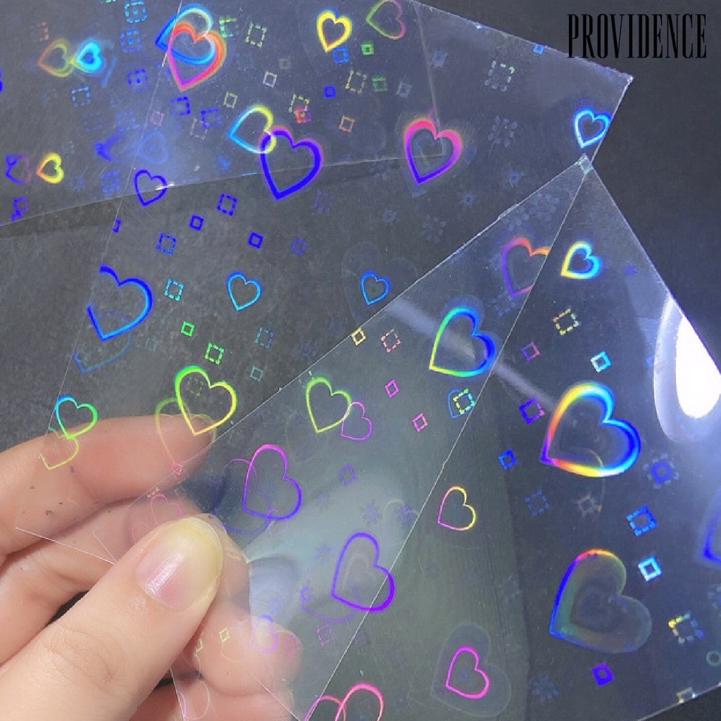 Providence 3pcs / Set Stiker Kuku Motif Hati Aurora Efek Holografik Untuk Nail Art / Manicure Diy