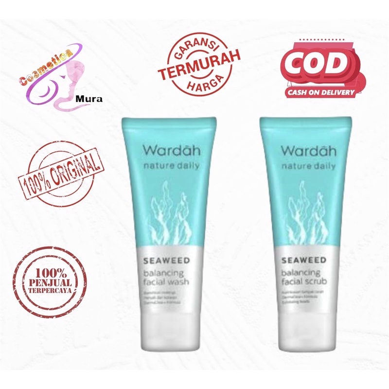 WARDAH NATURE DAILY SEAWEED BALANCING FACIAL WASH // wardah nature daily seaweed balancing facial scrub