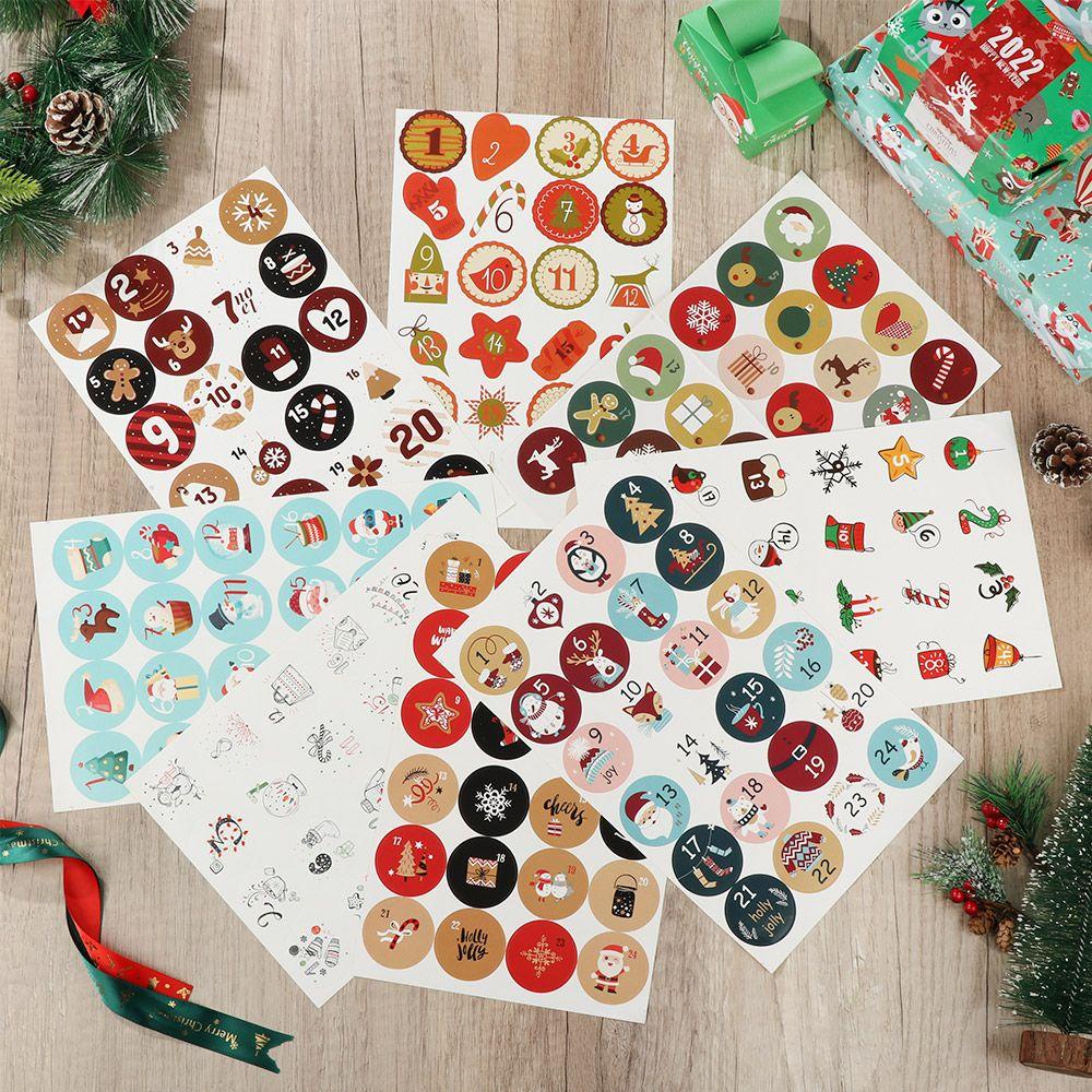 R-flower 5lembar Kalender Adven Cookie Gift Packaging Sealing Label Perekat Merry Christmas