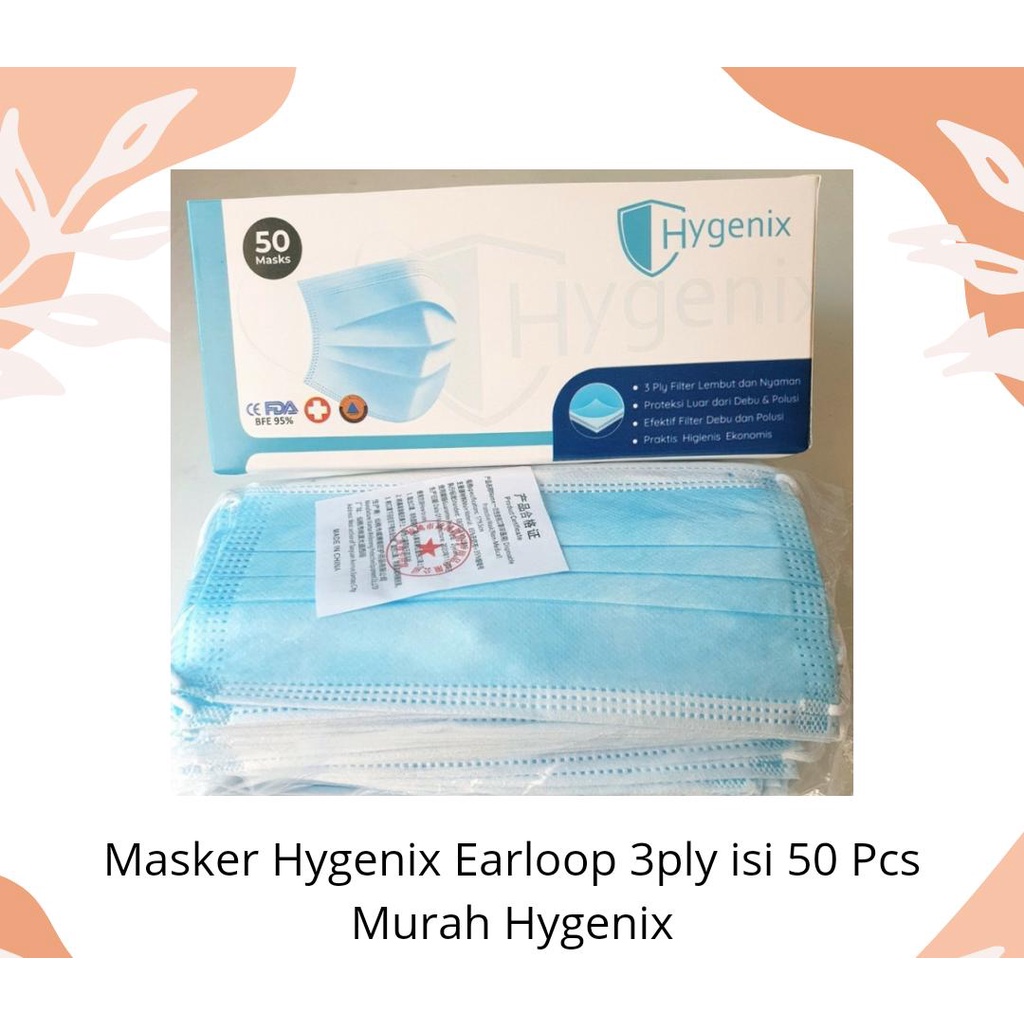 Masker Hygenix Earloop 3ply isi 50 Pcs Murah Hygenix - CnC