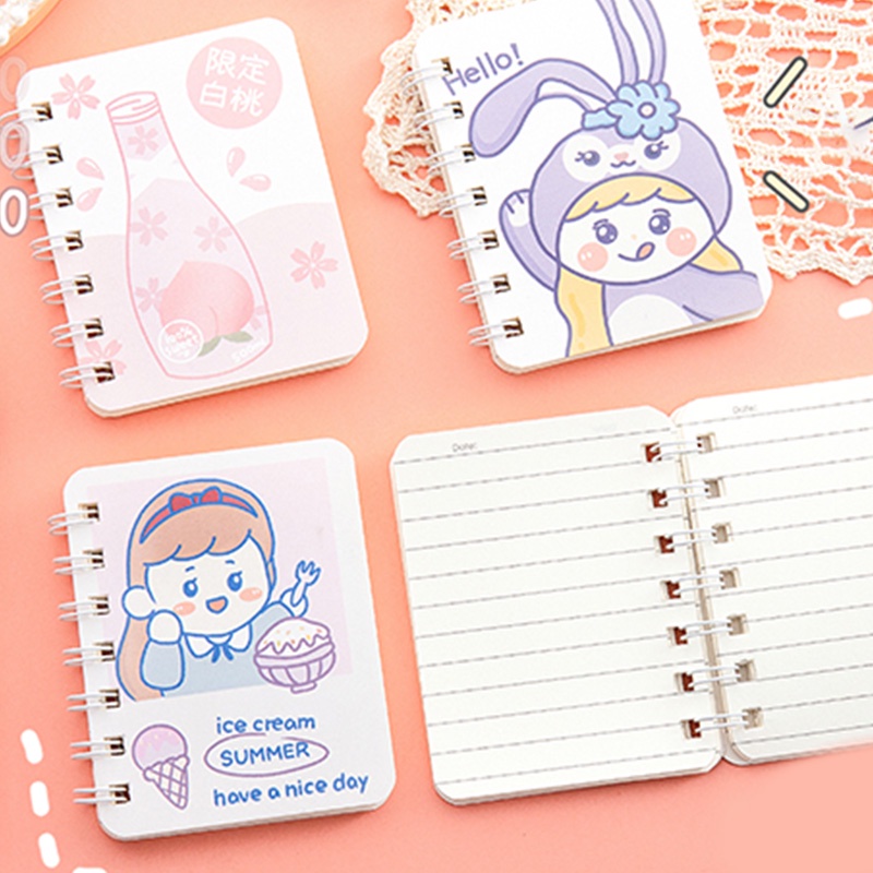 4pcs Buku Notebook / Catatan / Diary Mini Ukuran A7 Motif Kartun