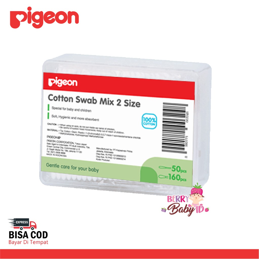 Pigeon Cotton Swab Mix 2 Size Cotton Buds Korek Kuping Kapas Bayi Berry Mart