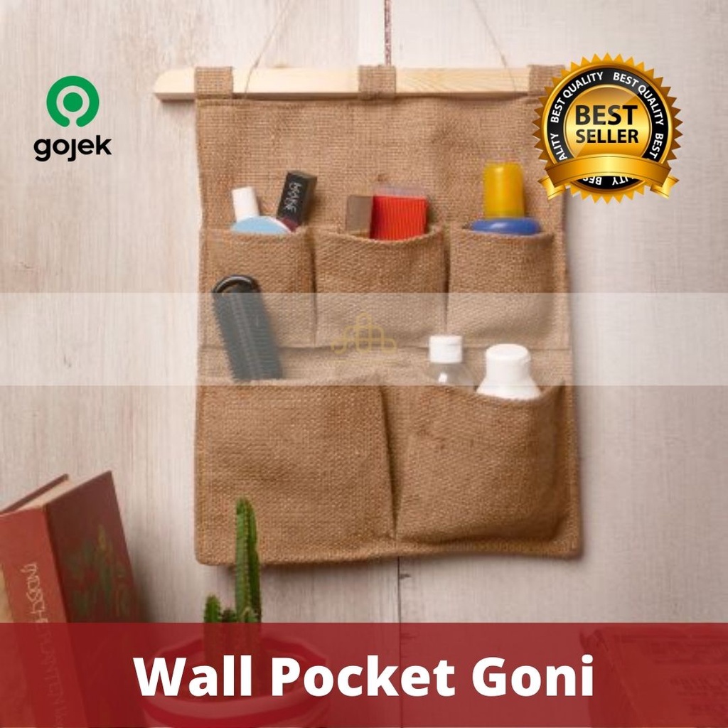 Pajangan Dinding Aesthetic Wall Pocket Goni 5 Saku Dekorasi Dinding Storage Bag Organizer Pouch Gantung Rustic Style Hanger