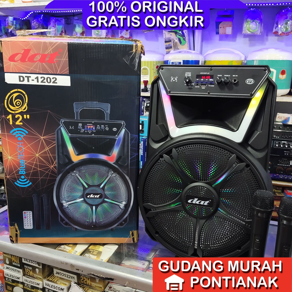 Speaker DAT 2 MIC 12inch Portable Salon Bluethoot 12" DT 1202