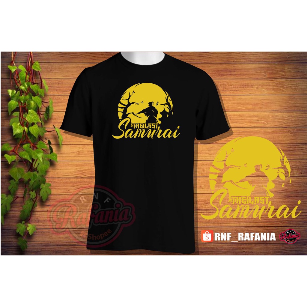 Kaos Hitam Motif Samurai jepang The Last Samurai Cotton Combed 30s Lengan Pendek pria wanita