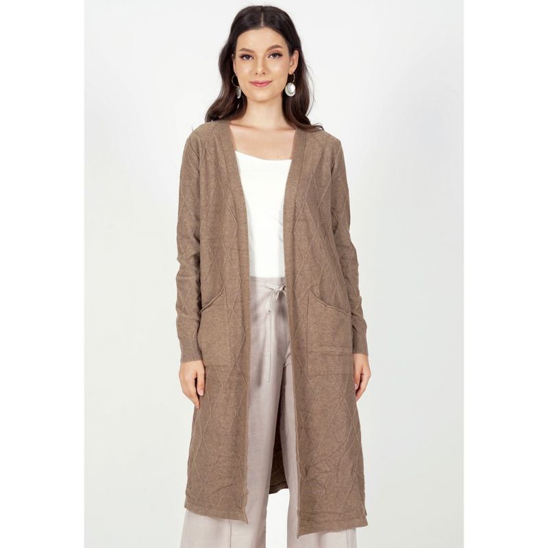 long cardigan rajut coklat texture premium original novel mice