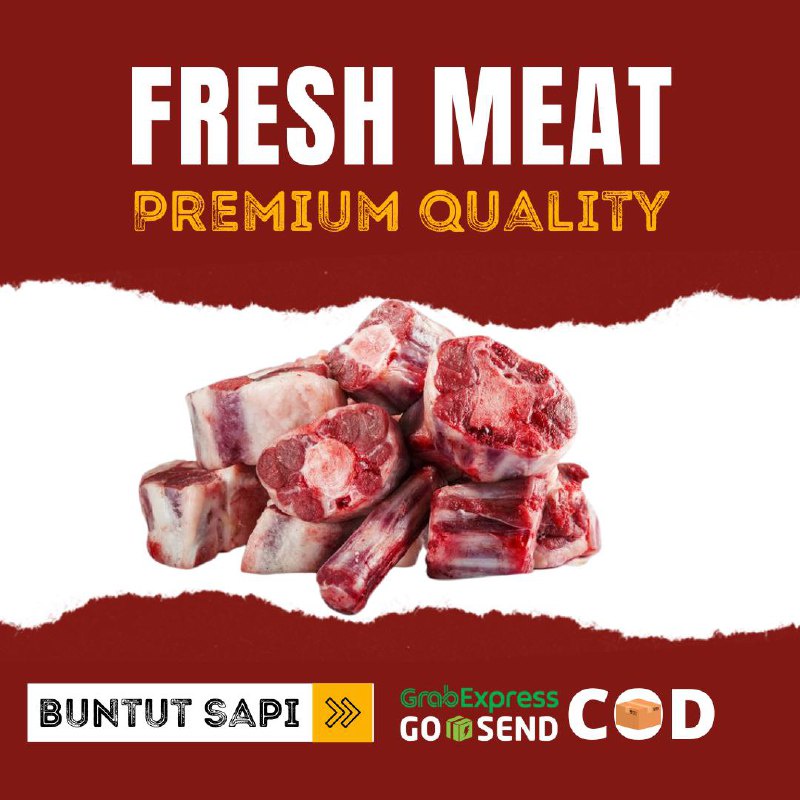 

Buntut Sapi Impor AUS Oxtail Ukuran M Sedang / Campur 3-7cm