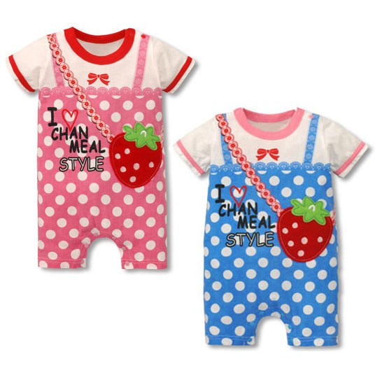 Jumper  / Romper Bayi Strawberry  Pink &amp-  Biru