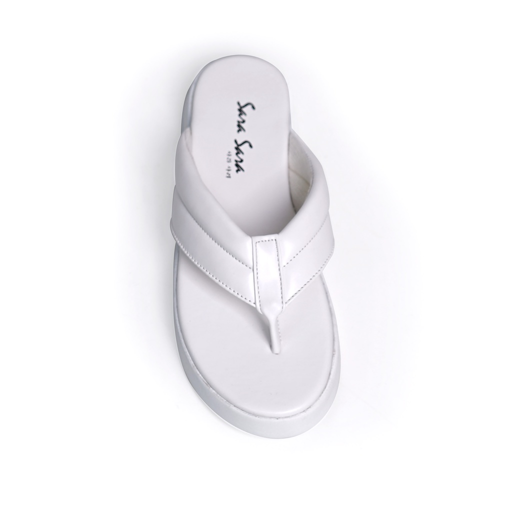 SARASARA YUK - Sandal Wanita Jepit Wedges Casual SARA SARA NORA Sendal Japit Cewek Platform Empuk Ringan Capit Tinggi 3cm  Size 36 37 38 39 40 Untuk Rumahan Warna White Putih Santai Premium Kekinian Terbaru Shoes Ori Original Mall Official Store