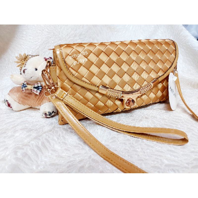 TAS TANGAN WeBe CLUTCH WeBe 2RUANG BAHAN ANYAMAN LANGSUNG BERKUALITAS