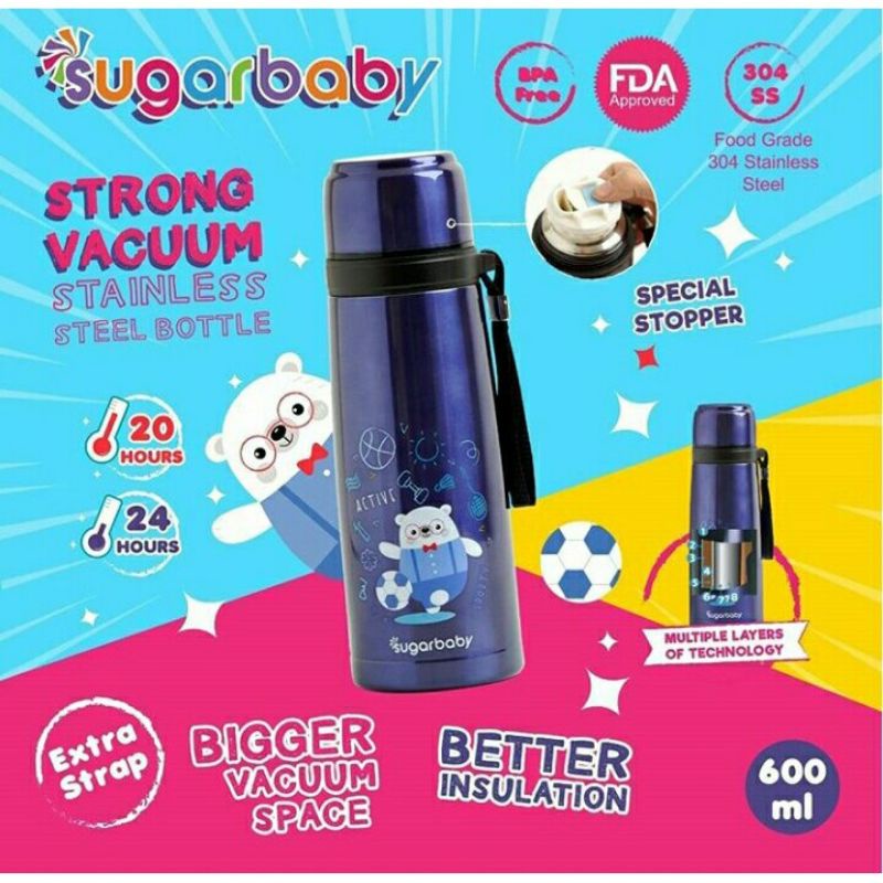 Sugar Baby Strong Vacuum Stainless Steel Bottle Termos Bayi Tahan Panas Lama Ukuran Besar (600 ml)