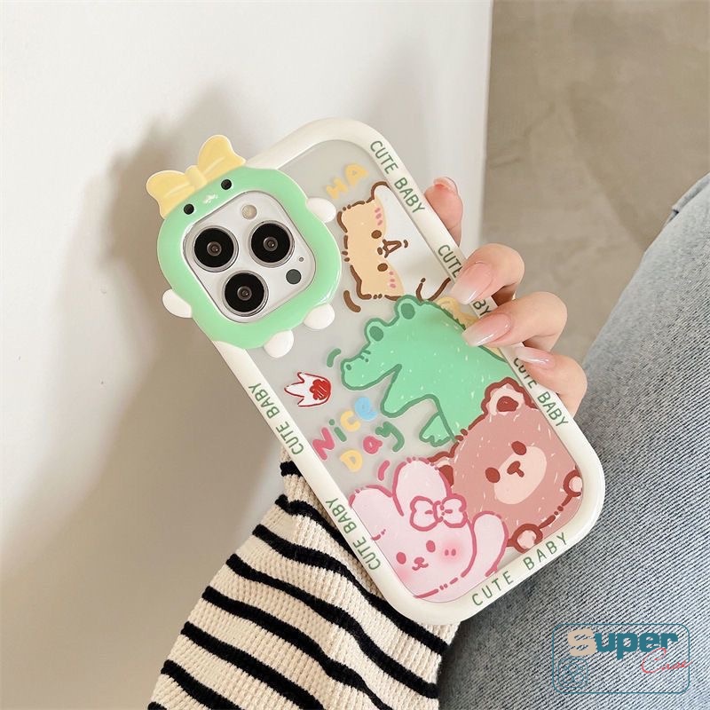 Casing Oppo A17 A95 A15 A17K A96 A12 A57 2022 A3s A5s A7 A74 A94 A92 A16 A54 A16K A1K A15s A55 A31 A5 Az A16 A35 Az A 6s Motif Kartun Monster Bear