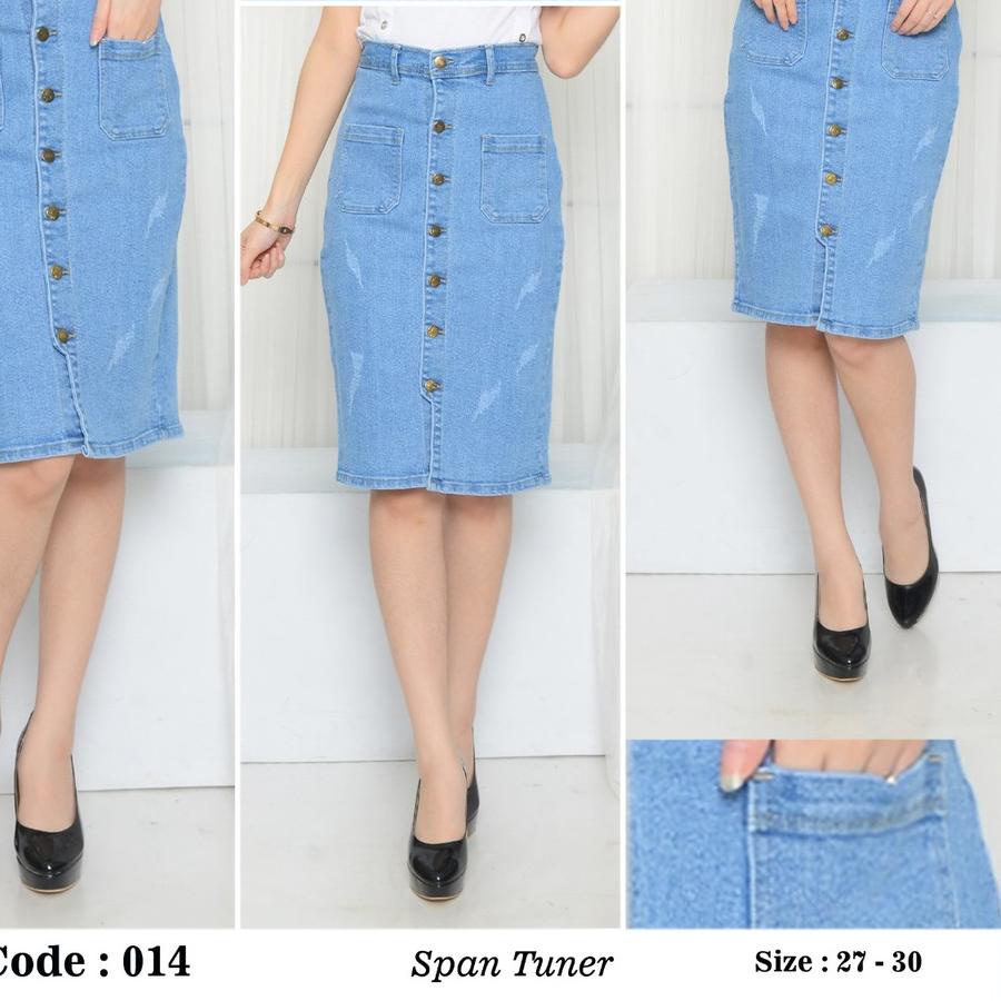 Baru  Bisa   MC girl Rok Span Jeans Kancing Depan / Rok Pendek Jeans Tuner Full Kancing