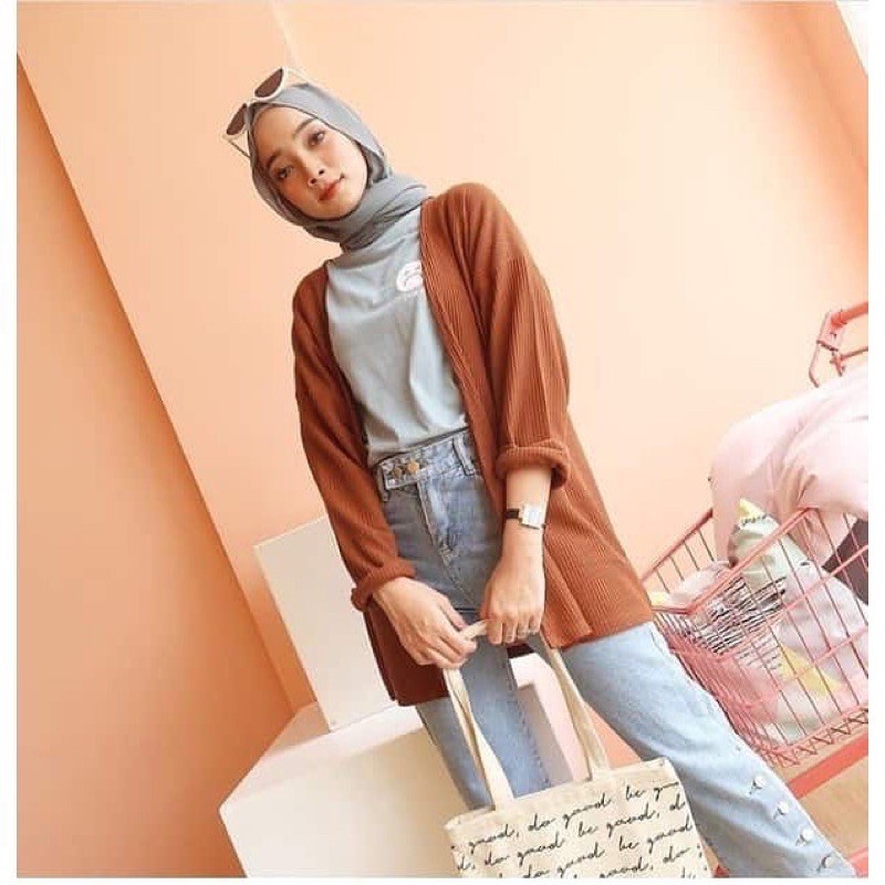 Belleza Outlet baju rajut Cardigan rajut atasan wanita Cardy Outer