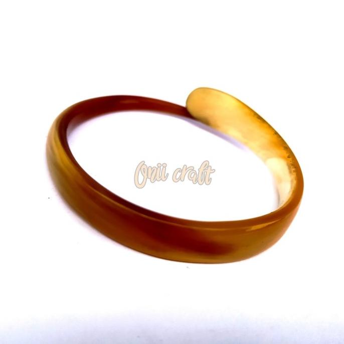 Gelang tanduk asli corak kuning/aksesoris gelang pria wanita