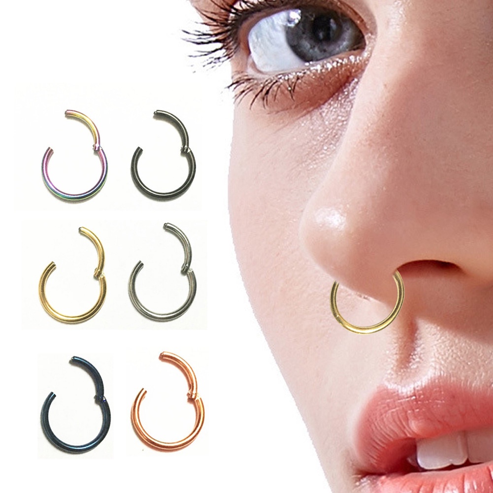 Anting Tindik Hidung / Tulang Rawan Telinga / Alis Bentuk Spiral Bahan Titanium