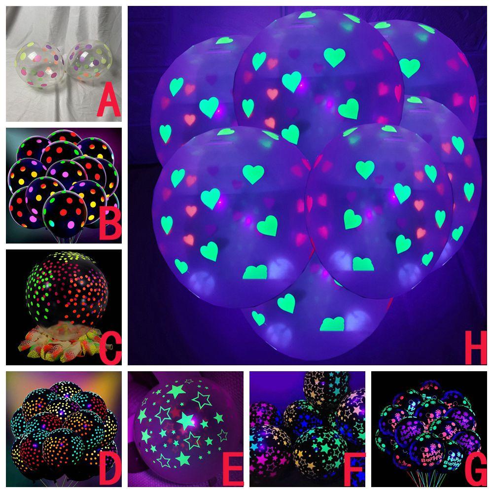 Rebuy Fluorescent Balloons 12inch 10pcs Anniversary Dekorasi Pernikahan Ulang Tahun Anak Tema Glow Balloons