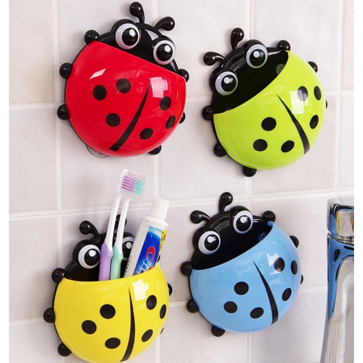 Ladybug Tempat Sikat Gigi &amp; Odol Tempelan Kamar Mandi - Holder Vacum Tempel Ladybug Toothbrush / Dispenser Odol Tempat Sikat Gigi Kumbang