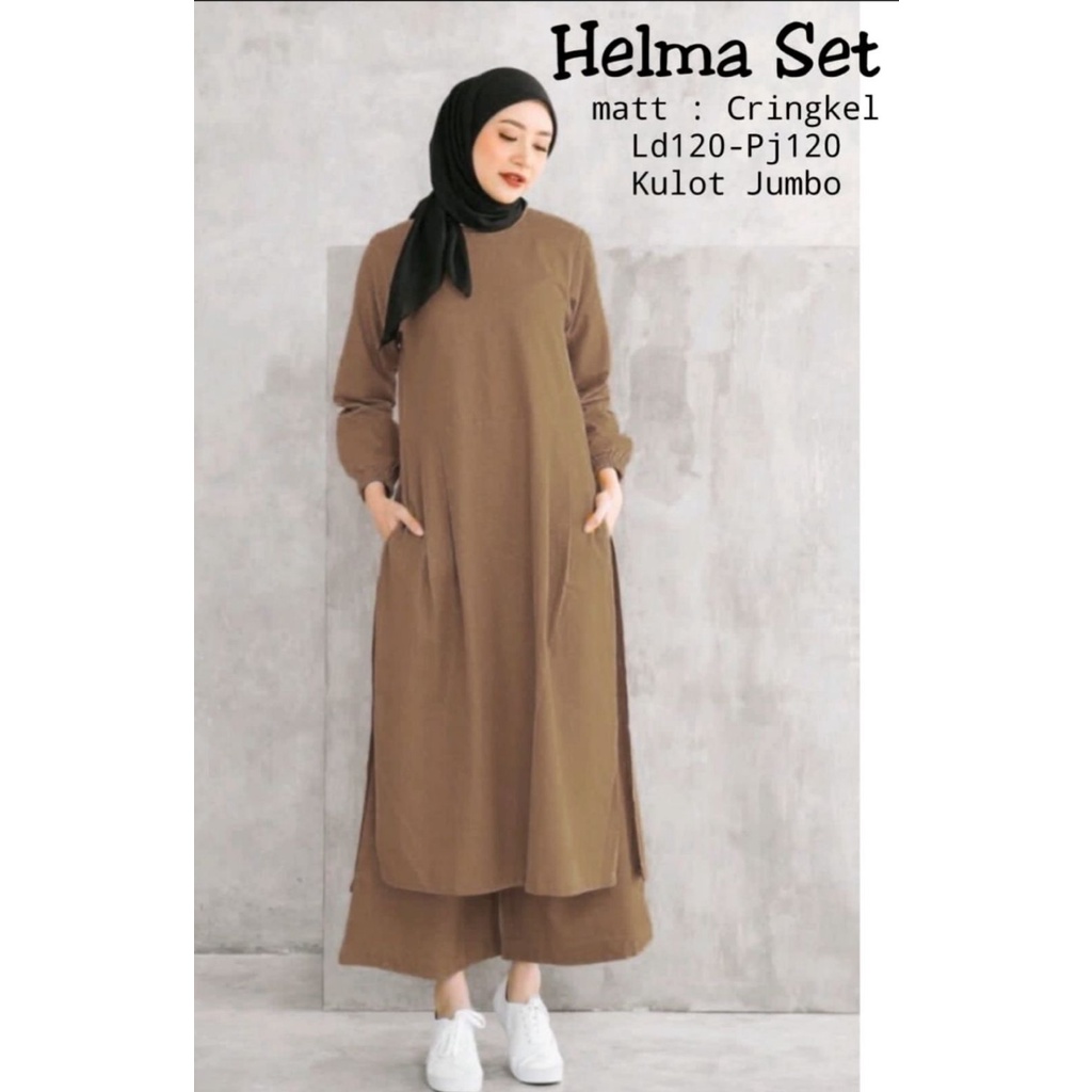 Setelan Tunik Modis/One Set Wanita Best Seller/Busana Fashion Muslim-HELMA SET