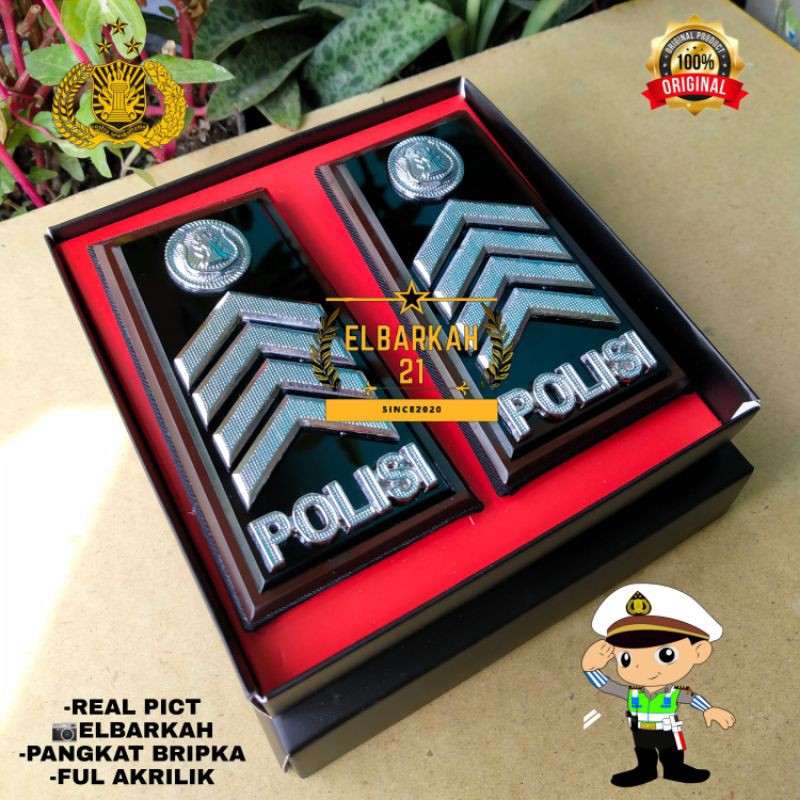 PANGKAT BRIPKA PDH FUL AKRILIK LIS COKLAT / PANGKAT POLISI