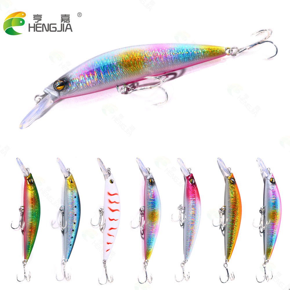 HENGJIA 7Pcs 100mm 25.4g Sinking Minnow Fishing Lure Big Articial Hard Bait Laser Fishing Tackle