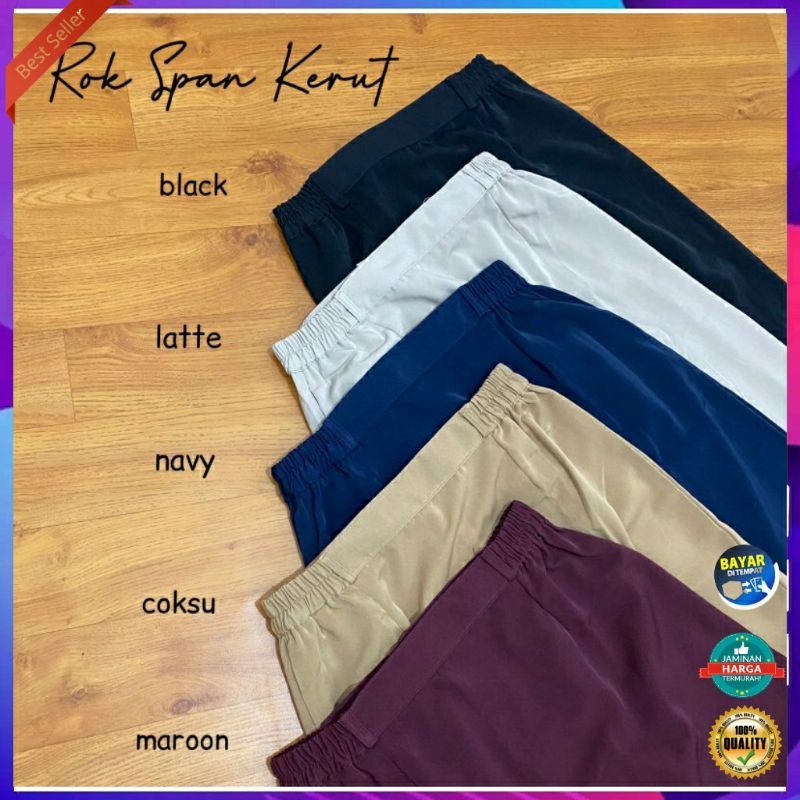 Termurah - Rok Span Gucci Original Rok Span Kerut Slim Fit Rok Adem Nyaman Tidak Nerawang Span Polos