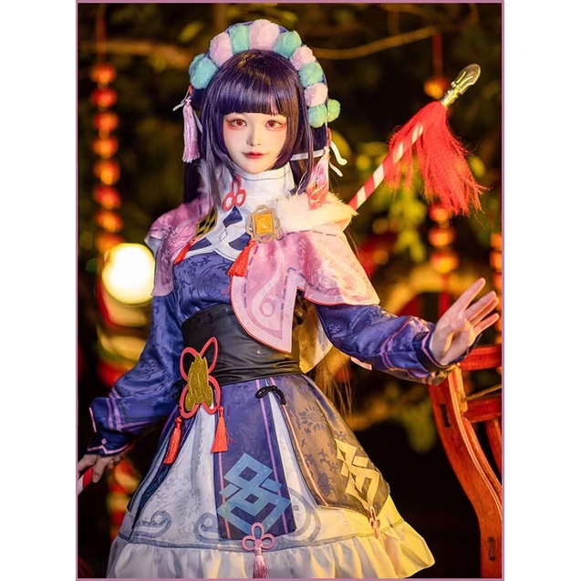 Genshin Impact YunJin Cosplay Costume Wig Chinese Opera Outfit Yun Jin Lolita Dress Clothing