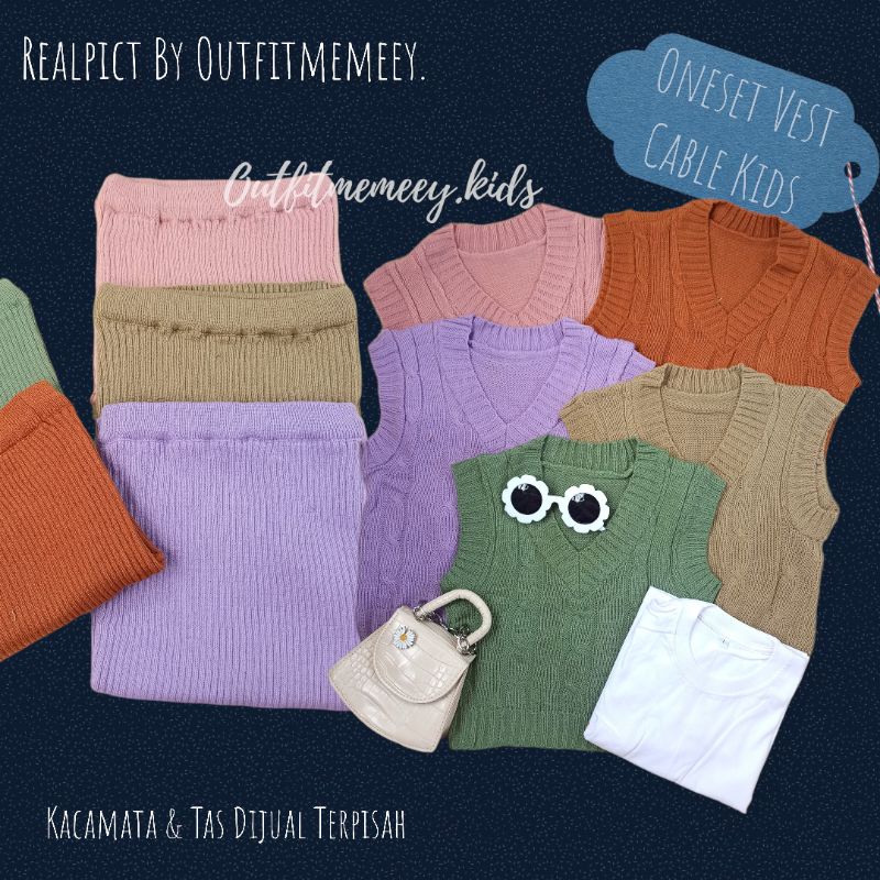ONE SET VEST RAJUT ROK SPAN ANAK / OOTD ANAK CEWEK