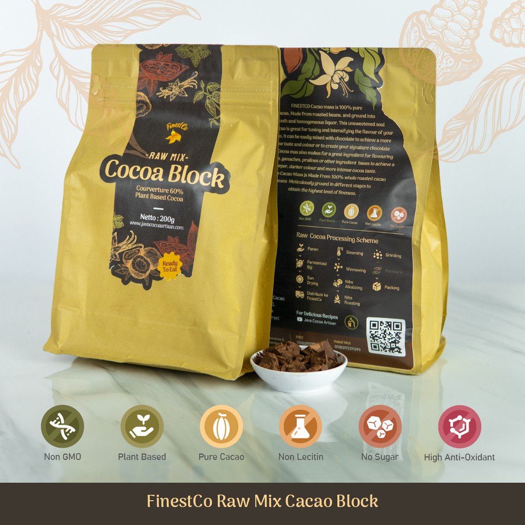

Cocoa Block 1kg Coueveture 60% / Finestco Signature Pasta Cacao Block From Pure Premium Criollo Beans