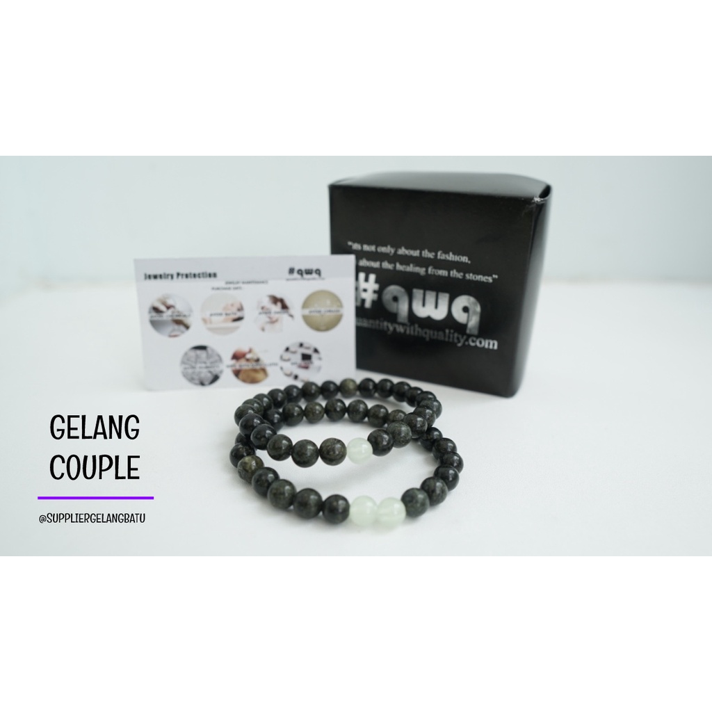 gelang batu FOSFOR BLACK JADE pasangan distance bracelet couple akik