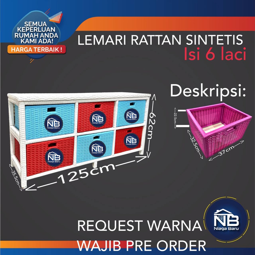 LEMARI LACI ROTAN SINTETIS 6 LACI (BOGOR-DEPOK)