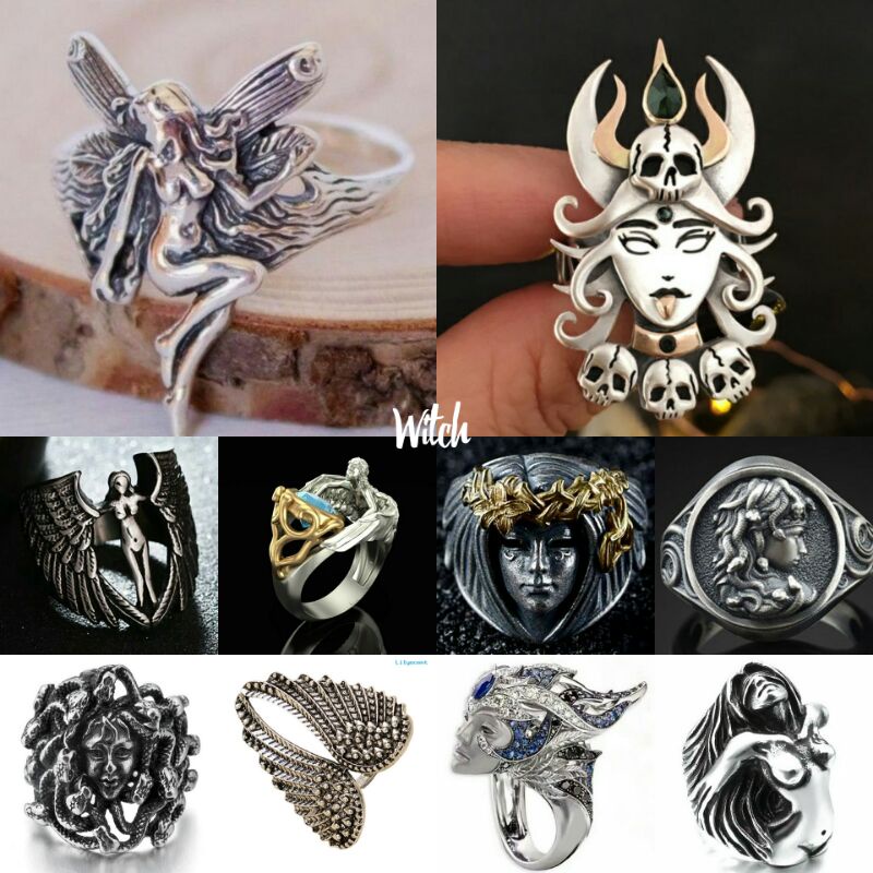 Cincin Pria devil punk style men ring witch series