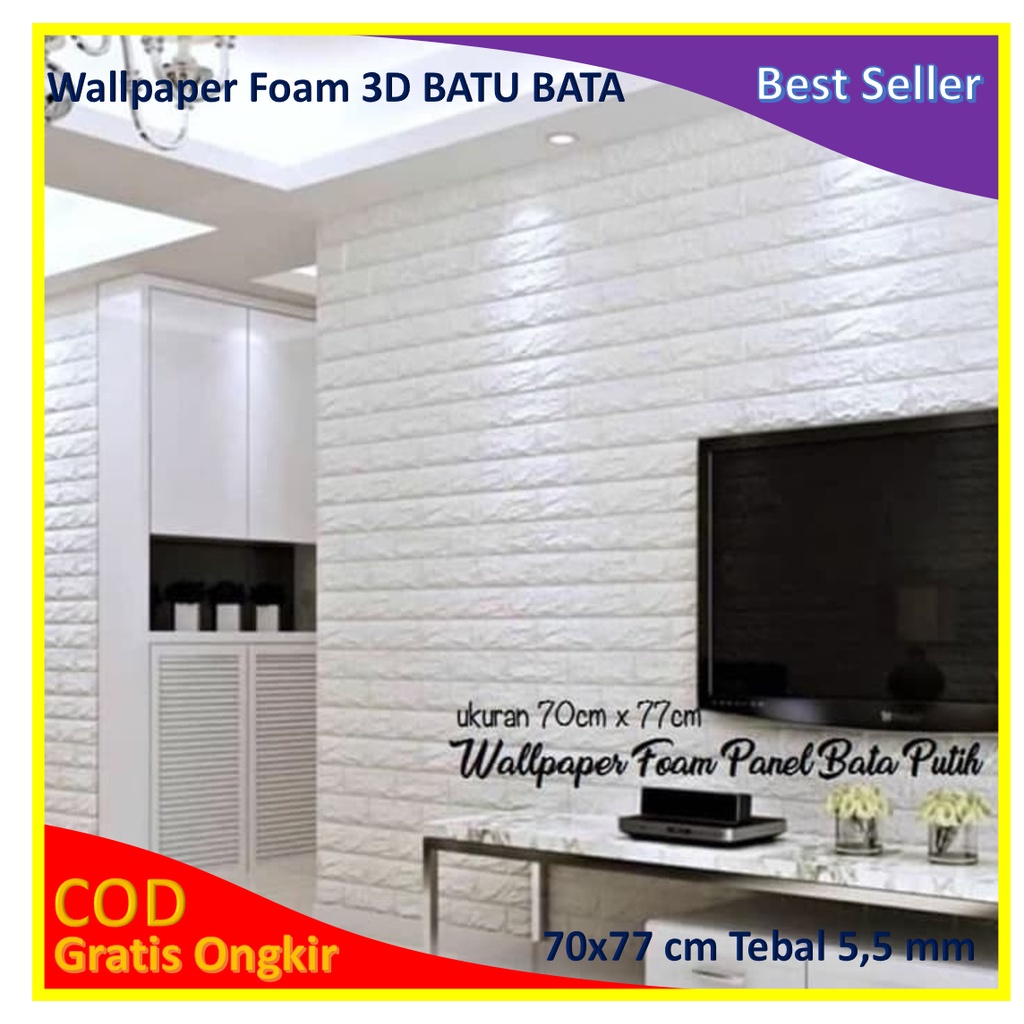 Jual Wallpaper Stiker Dinding Kamar Ruang Tamu Dapur Brick Foam 3d